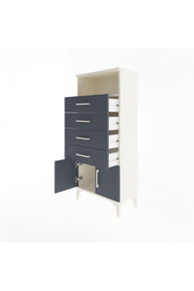 Arges Dolap Tek Raflı 4 Çekmeceli 2 Kapaklı 60x30x134 Aytaşı-Antrasit