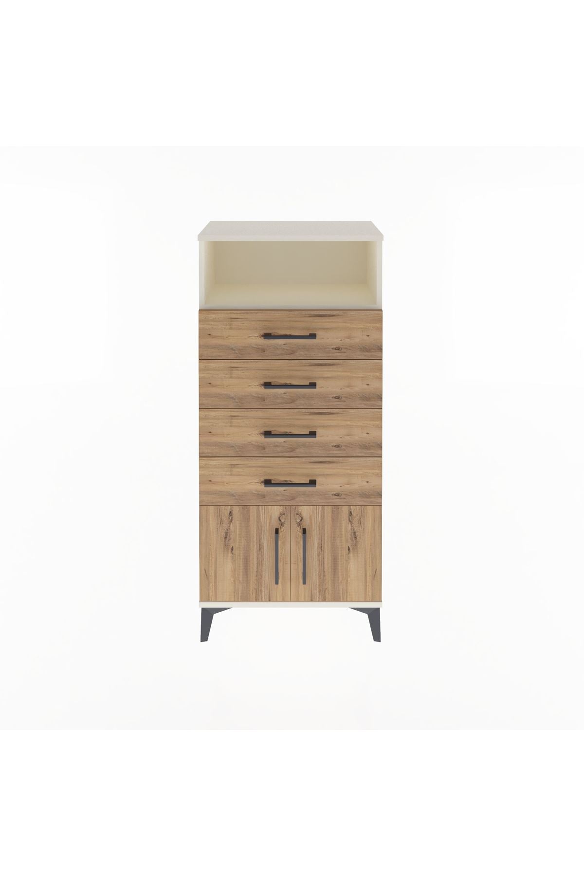 Arges Dolap Tek Raflı 4 Çekmeceli 2 Kapaklı 60x30x134 Aytaşı-Çam