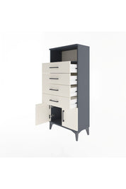 Arges Dolap Tek Raflı 4 Çekmeceli 2 Kapaklı 60x30x134 Antrasit-Aytaşı