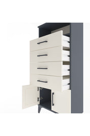 Arges Dolap Tek Raflı 4 Çekmeceli 2 Kapaklı 60x30x134 Antrasit-Aytaşı