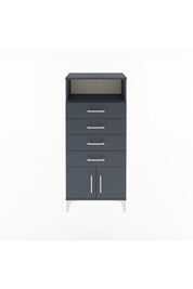 Arges Dolap Tek Raflı 4 Çekmeceli 2 Kapaklı 60x30x134 Antrasit-Antrasit