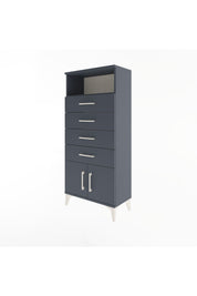 Arges Dolap Tek Raflı 4 Çekmeceli 2 Kapaklı 60x30x134 Antrasit-Antrasit