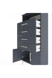 Arges Dolap Tek Raflı 4 Çekmeceli 2 Kapaklı 60x30x134 Antrasit-Antrasit