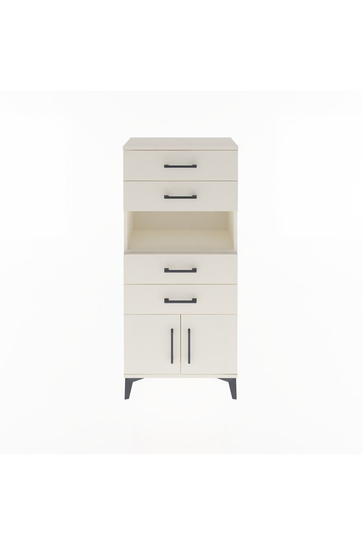 Arges Dolap Tek Raflı 4 Çekmeceli 2 Kapaklı 60x30x134 Aytaşı-Aytaşı