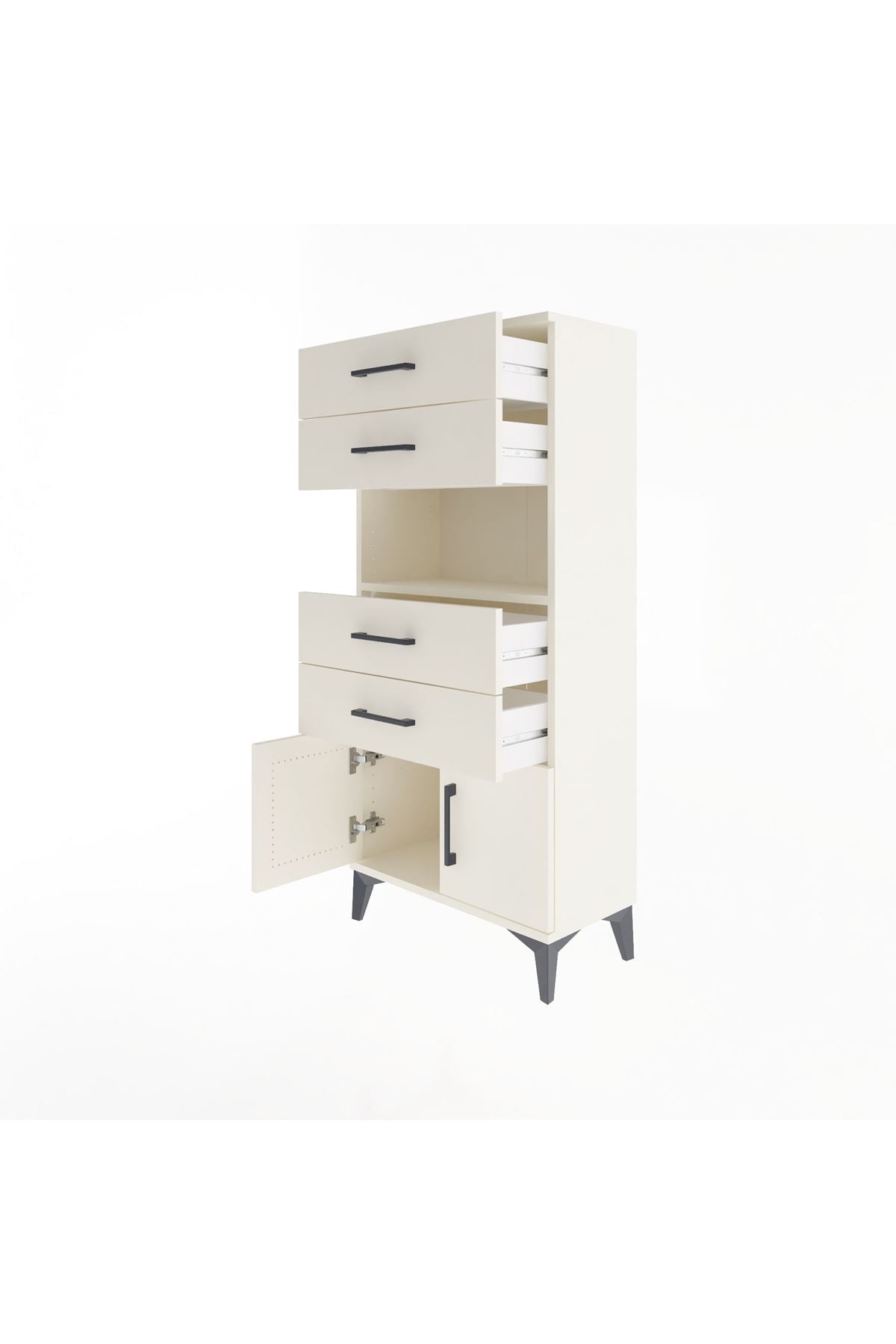 Arges Dolap Tek Raflı 4 Çekmeceli 2 Kapaklı 60x30x134 Aytaşı-Aytaşı