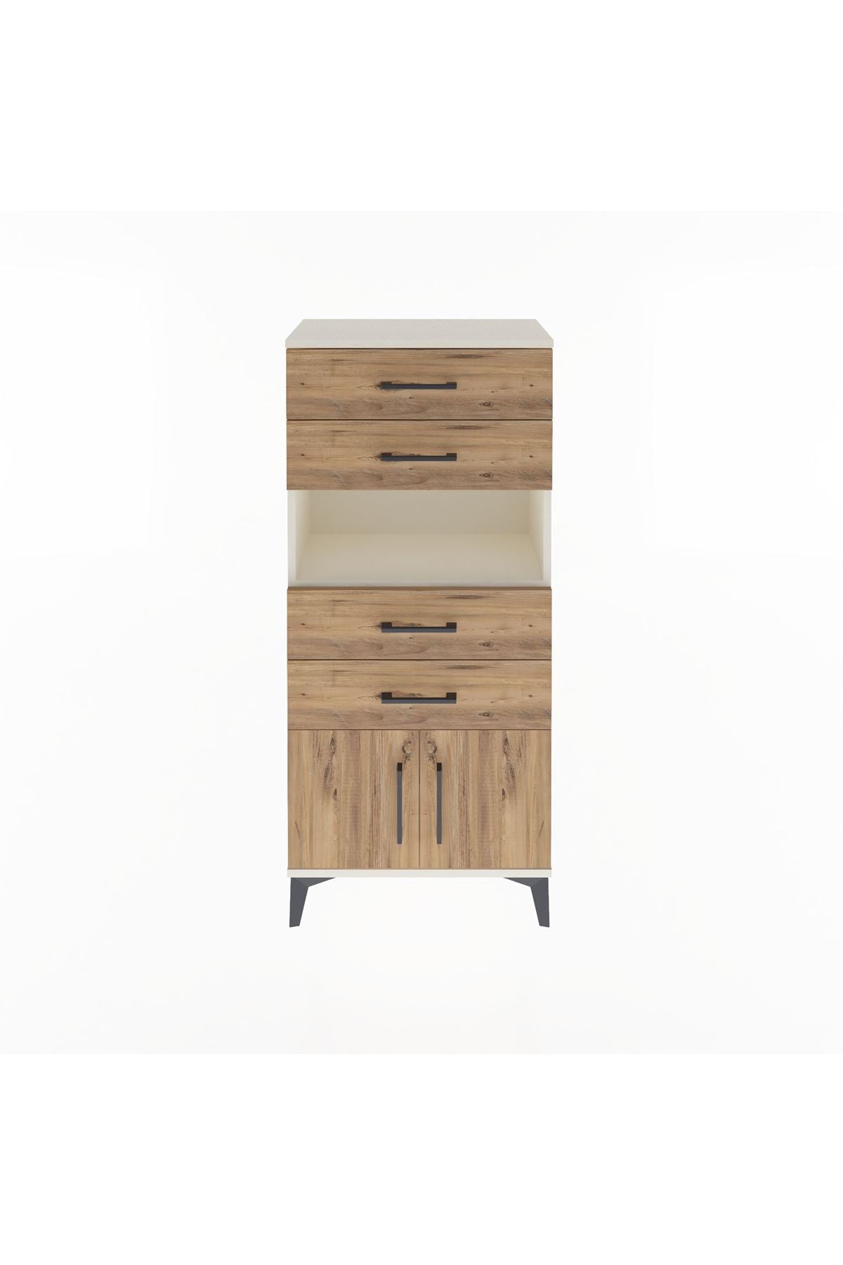 Arges Dolap Tek Raflı 4 Çekmeceli 2 Kapaklı 60x30x134 Aytaşı-Çam