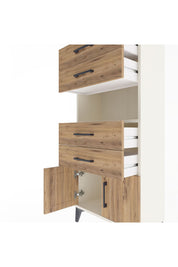 Arges Dolap Tek Raflı 4 Çekmeceli 2 Kapaklı 60x30x134 Aytaşı-Çam