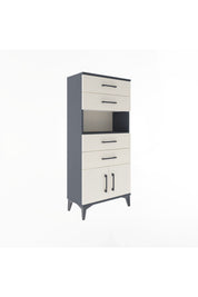 Arges Dolap Tek Raflı 4 Çekmeceli 2 Kapaklı 60x30x134 Antrasit-Aytaşı