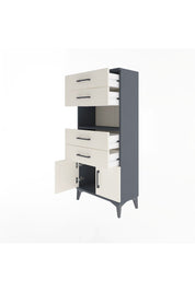 Arges Dolap Tek Raflı 4 Çekmeceli 2 Kapaklı 60x30x134 Antrasit-Aytaşı