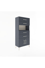Arges Dolap Tek Raflı 4 Çekmeceli 2 Kapaklı 60x30x134 Antrasit-Antrasit