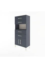 Arges Dolap Tek Raflı 4 Çekmeceli 2 Kapaklı 60x30x134 Antrasit-Antrasit