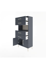 Arges Dolap Tek Raflı 4 Çekmeceli 2 Kapaklı 60x30x134 Antrasit-Antrasit