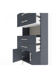 Arges Dolap Tek Raflı 4 Çekmeceli 2 Kapaklı 60x30x134 Antrasit-Antrasit