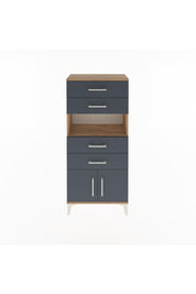 Arges Dolap Tek Raflı 4 Çekmeceli 2 Kapaklı 60x30x134 Çam-Antrasit