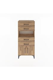 Arges Dolap Tek Raflı 4 Çekmeceli 2 Kapaklı 60x30x134 Çam-Çam