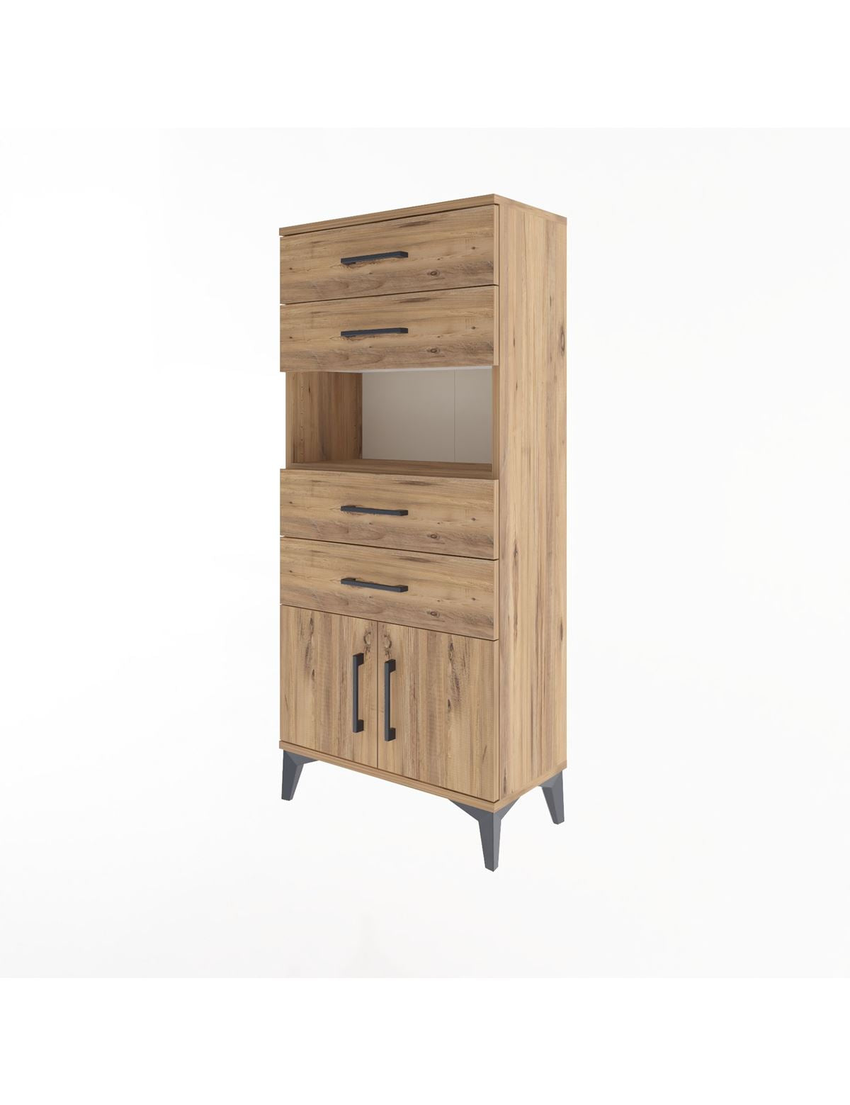 Arges Dolap Tek Raflı 4 Çekmeceli 2 Kapaklı 60x30x134 - S17M123V9A