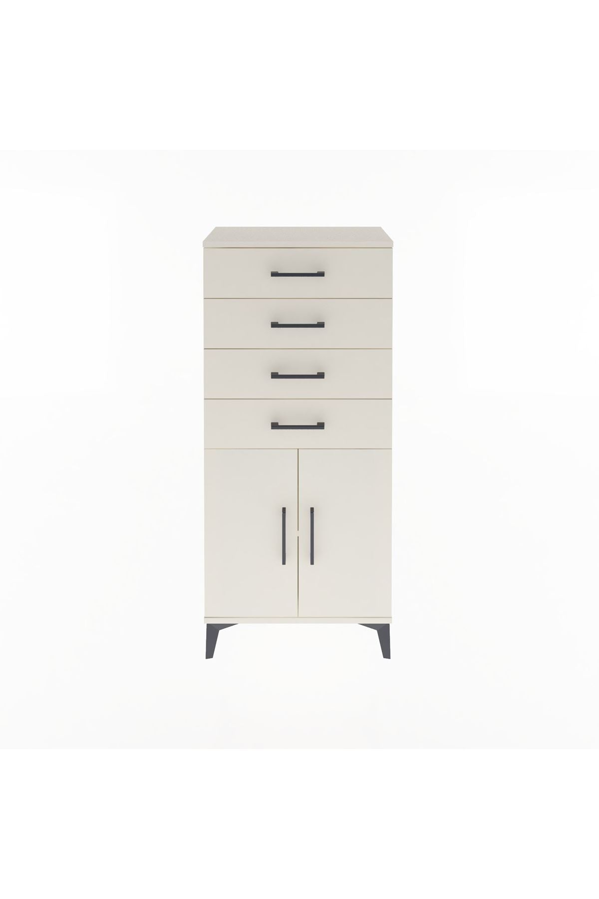 Arges Dolap Tek Raflı 4 Çekmeceli 2 Kapaklı 60x30x134 Aytaşı-Aytaşı