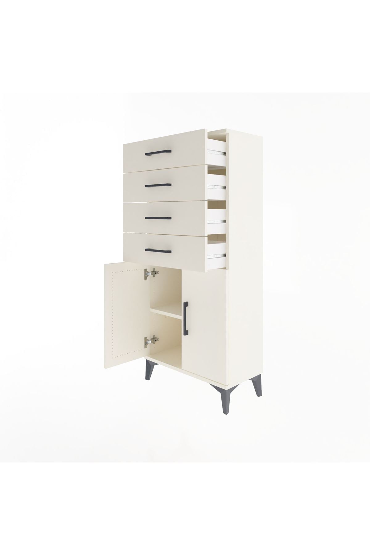 Arges Dolap Tek Raflı 4 Çekmeceli 2 Kapaklı 60x30x134 Aytaşı-Aytaşı