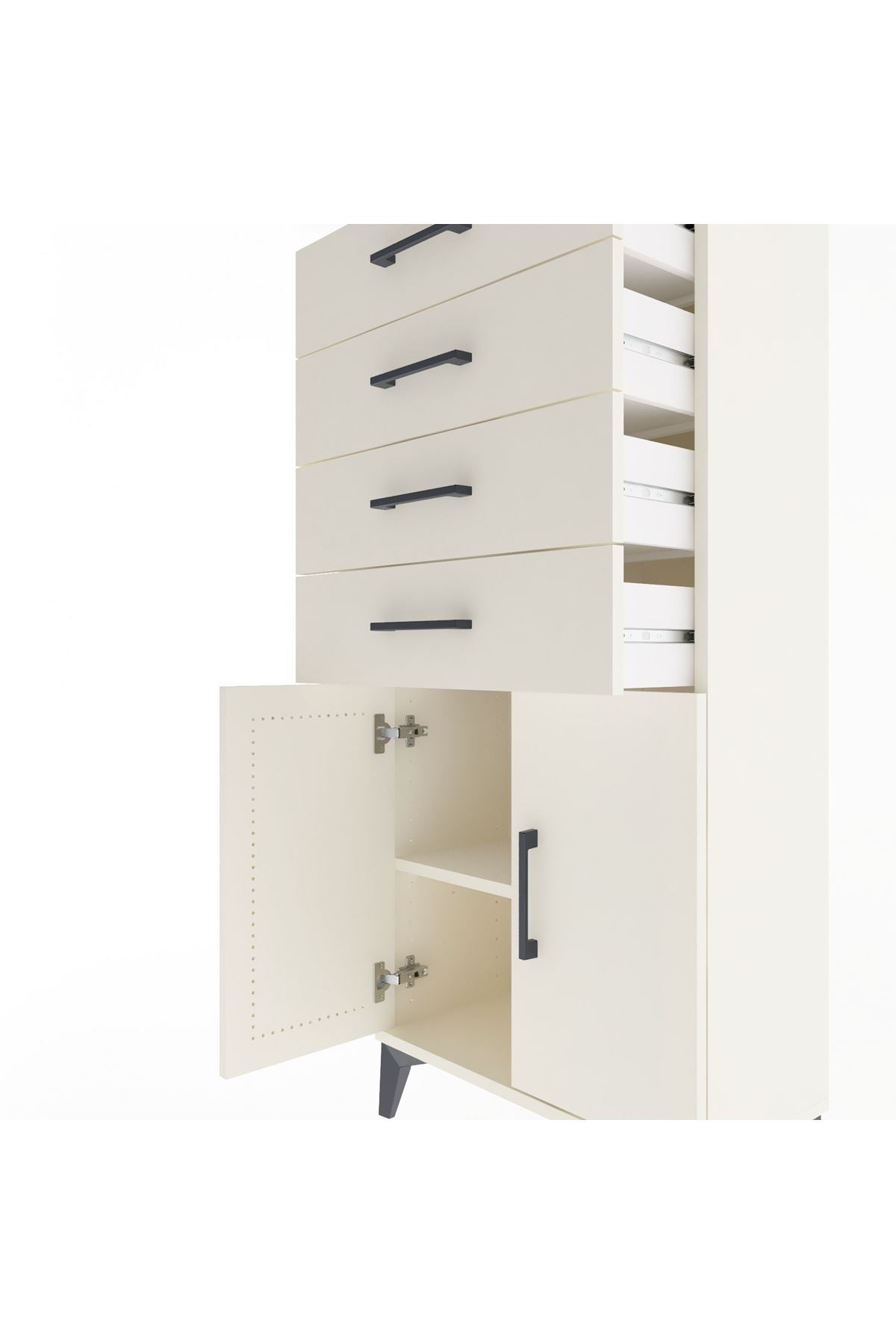 Arges Dolap Tek Raflı 4 Çekmeceli 2 Kapaklı 60x30x134 Aytaşı-Aytaşı