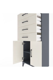 Arges Dolap Tek Raflı 4 Çekmeceli 2 Kapaklı 60x30x134 Antrasit-Aytaşı