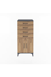 Arges Dolap Tek Raflı 4 Çekmeceli 2 Kapaklı 60x30x134 Antrasit-Çam