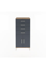 Arges Dolap Tek Raflı 4 Çekmeceli 2 Kapaklı 60x30x134 Çam-Antrasit