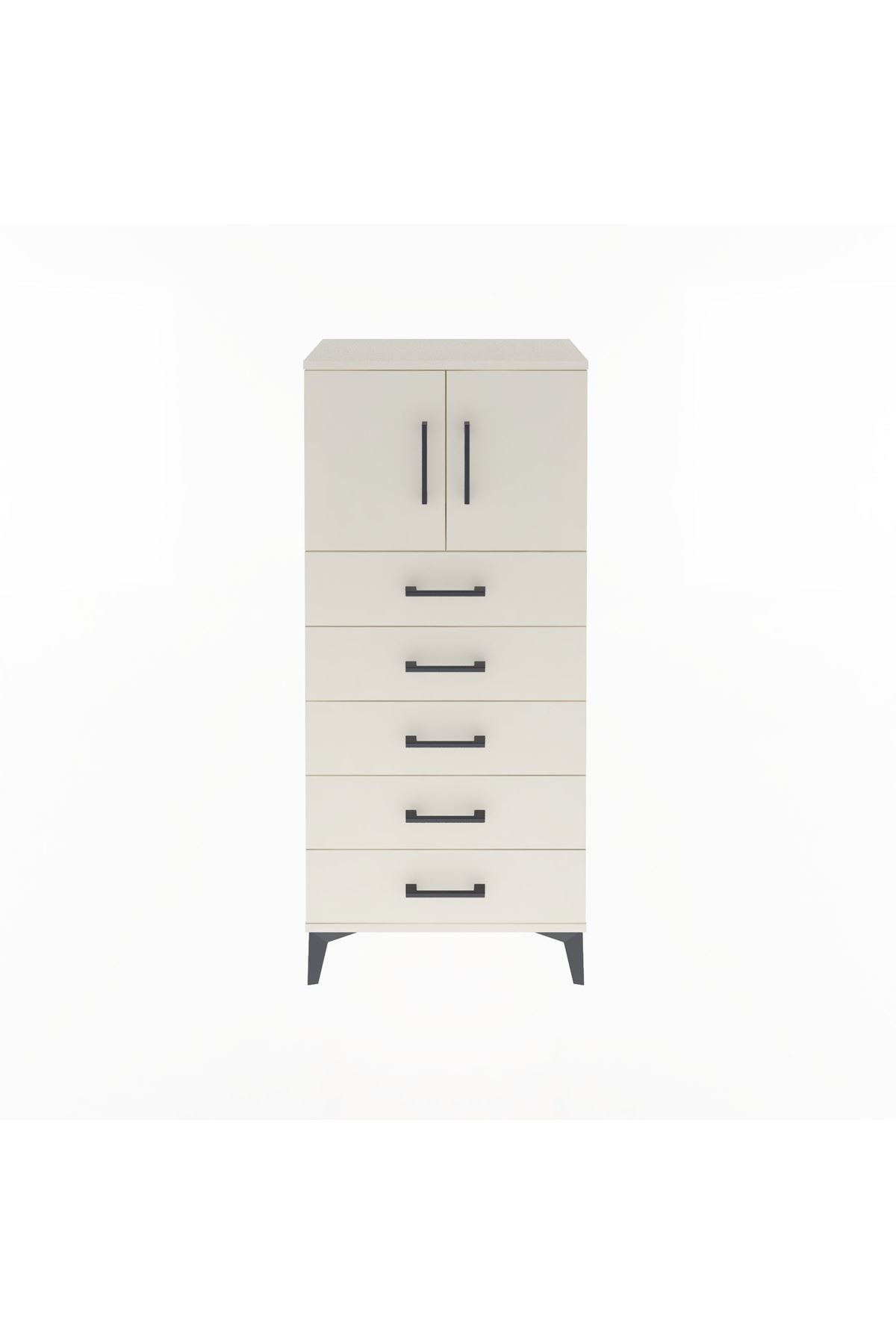 Arges Dolap Tek Raflı 4 Çekmeceli 2 Kapaklı 60x30x134 Aytaşı-Aytaşı