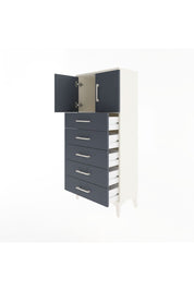 Arges Dolap Tek Raflı 4 Çekmeceli 2 Kapaklı 60x30x134 Aytaşı-Antrasit