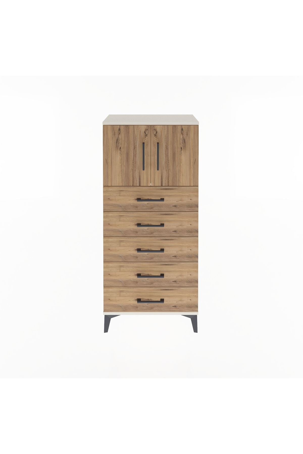 Arges Dolap Tek Raflı 4 Çekmeceli 2 Kapaklı 60x30x134 Aytaşı-Çam