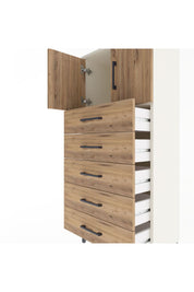 Arges Dolap Tek Raflı 4 Çekmeceli 2 Kapaklı 60x30x134 Aytaşı-Çam