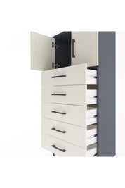 Arges Dolap Tek Raflı 4 Çekmeceli 2 Kapaklı 60x30x134 Antrasit-Aytaşı