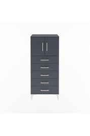 Arges Dolap Tek Raflı 4 Çekmeceli 2 Kapaklı 60x30x134 Antrasit-Antrasit