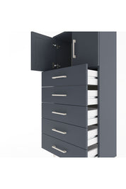 Arges Dolap Tek Raflı 4 Çekmeceli 2 Kapaklı 60x30x134 Antrasit-Antrasit