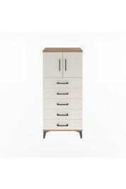 Arges Dolap Tek Raflı 4 Çekmeceli 2 Kapaklı 60x30x134 Çam-Aytaşı