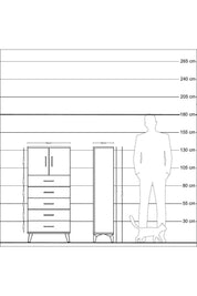 Arges Dolap Tek Raflı 4 Çekmeceli 2 Kapaklı 60x30x134 Çam-Çam