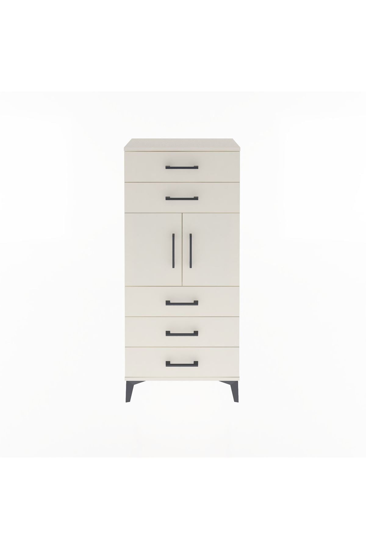 Arges Dolap Tek Raflı 5 Çekmeceli 2 Kapaklı 60x30x134 Aytaşı-Aytaşı