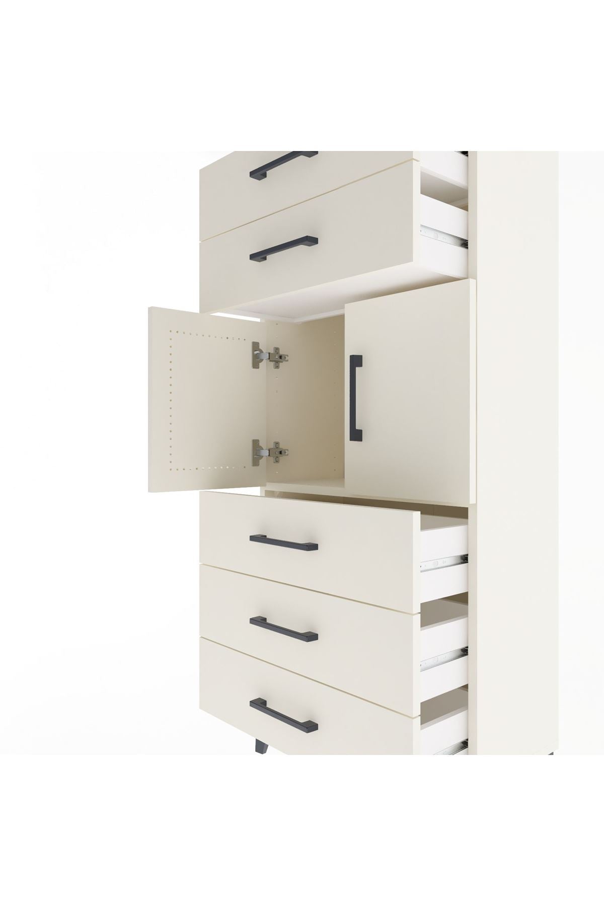 Arges Dolap Tek Raflı 5 Çekmeceli 2 Kapaklı 60x30x134 Aytaşı-Aytaşı