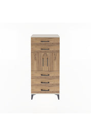 Arges Dolap Tek Raflı 5 Çekmeceli 2 Kapaklı 60x30x134 Aytaşı-Çam