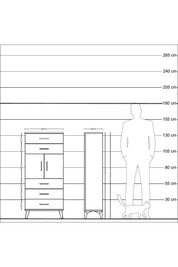 Arges Dolap Tek Raflı 5 Çekmeceli 2 Kapaklı 60x30x134 Aytaşı-Çam