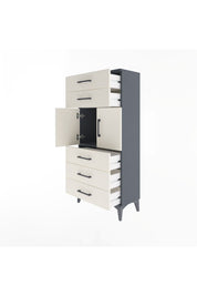 Arges Dolap Tek Raflı 5 Çekmeceli 2 Kapaklı 60x30x134 Antrasit-Aytaşı