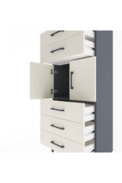 Arges Dolap Tek Raflı 5 Çekmeceli 2 Kapaklı 60x30x134 Antrasit-Aytaşı