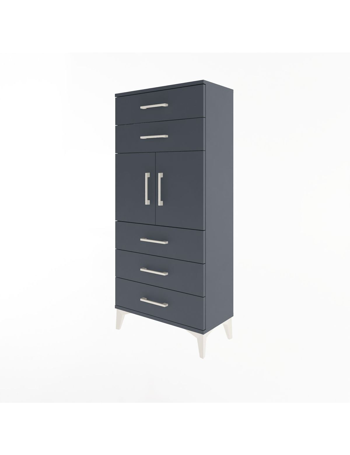 Arges Dolap Tek Raflı 5 Çekmeceli 2 Kapaklı 60x30x134 - S17M126V5A