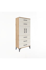 Arges Dolap Tek Raflı 5 Çekmeceli 2 Kapaklı 60x30x134 Çam-Aytaşı
