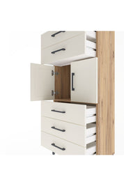 Arges Dolap Tek Raflı 5 Çekmeceli 2 Kapaklı 60x30x134 Çam-Aytaşı