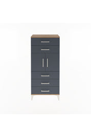 Arges Dolap Tek Raflı 5 Çekmeceli 2 Kapaklı 60x30x134 Çam-Antrasit