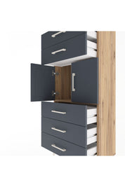Arges Dolap Tek Raflı 5 Çekmeceli 2 Kapaklı 60x30x134 Çam-Antrasit