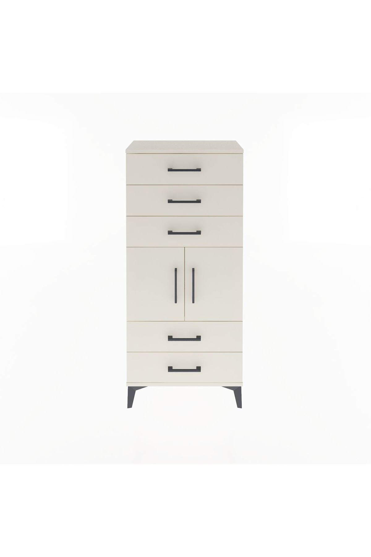 Arges Dolap Tek Raflı 5 Çekmeceli 2 Kapaklı 60x30x134 Aytaşı-Aytaşı