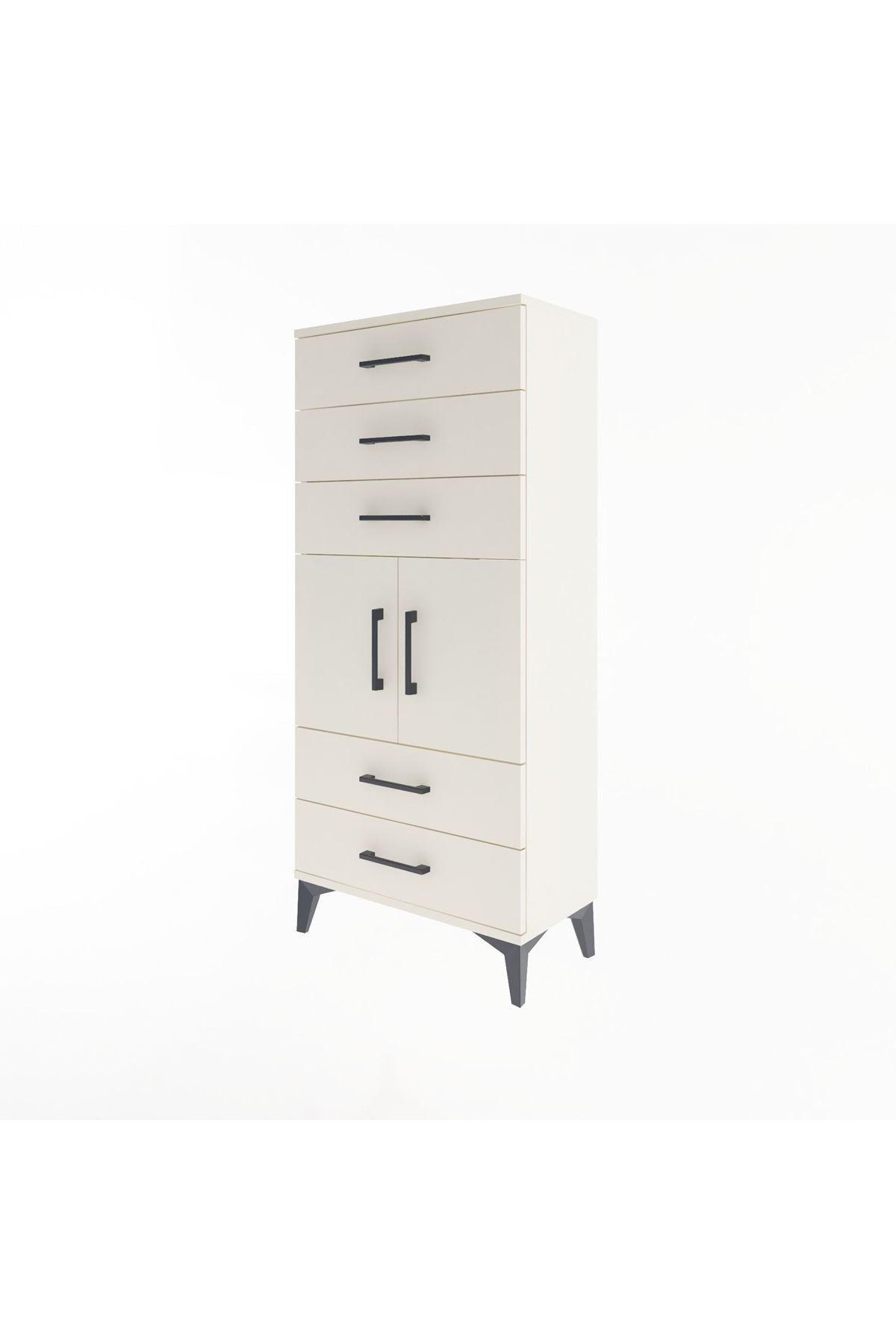 Arges Dolap Tek Raflı 5 Çekmeceli 2 Kapaklı 60x30x134 Aytaşı-Aytaşı