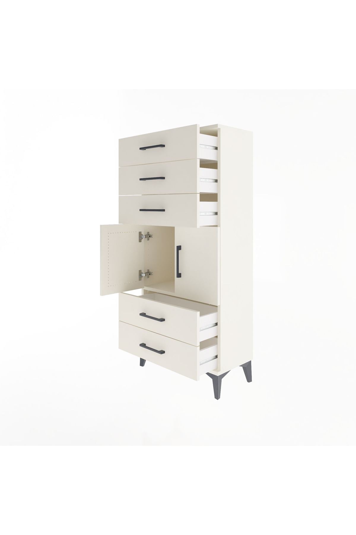 Arges Dolap Tek Raflı 5 Çekmeceli 2 Kapaklı 60x30x134 Aytaşı-Aytaşı