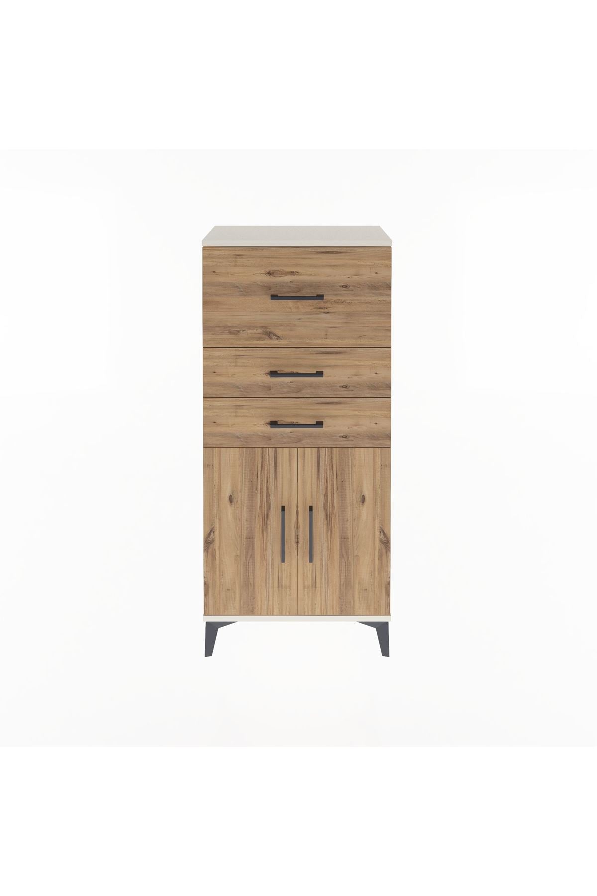 Arges Dolap Tek Raflı 3 Çekmeceli 2 Kapaklı 60x30x134 Aytaşı-Çam